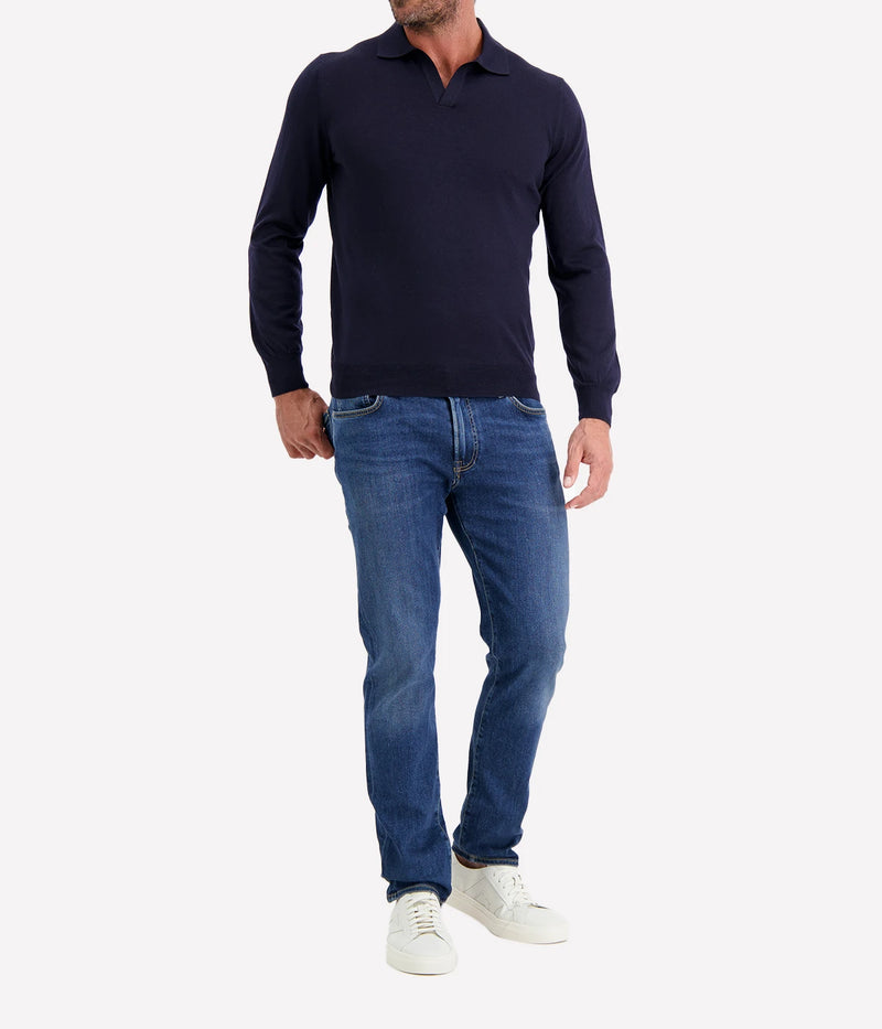 Long Sleeve Polo in NAVY