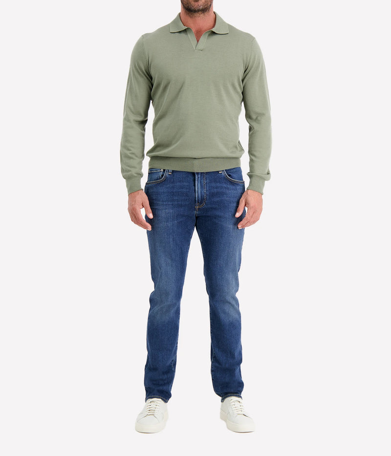 Long Sleeve Polo in Sage