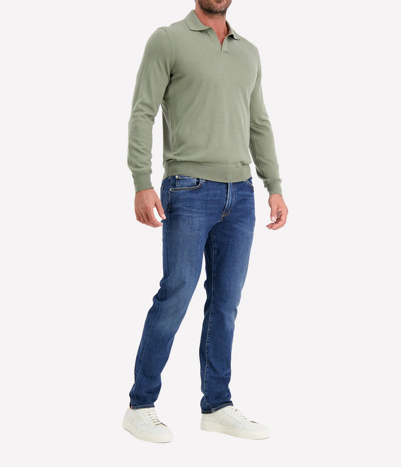 Long Sleeve Polo in Sage