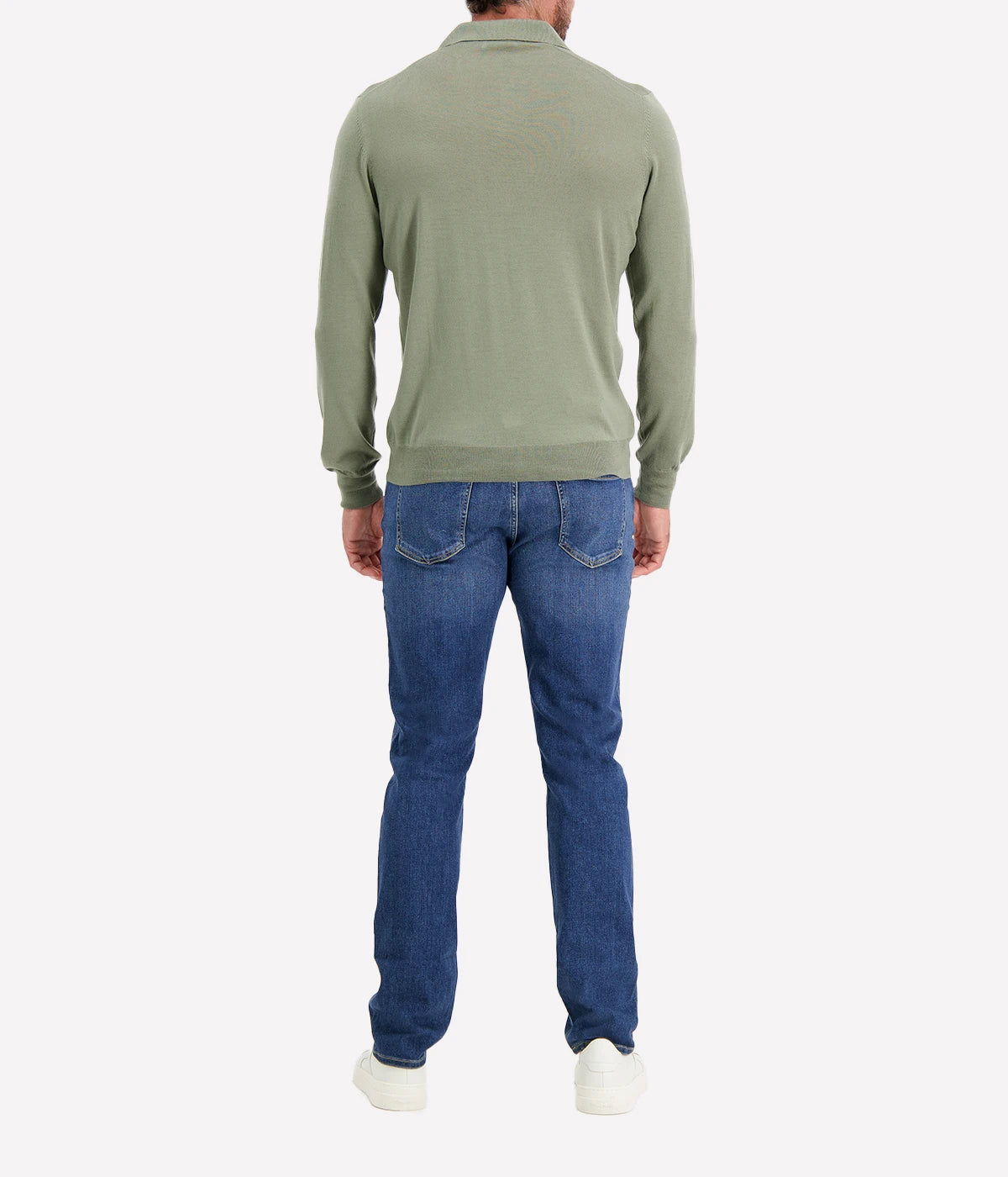 Long Sleeve Polo in Sage