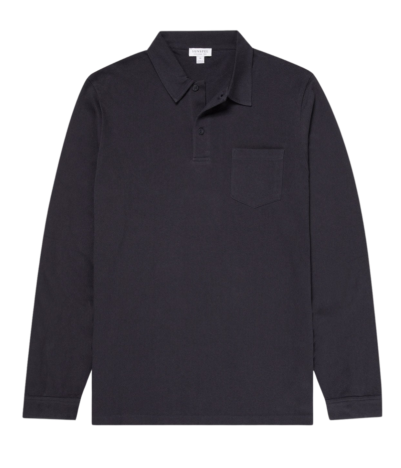 Long Sleeve Riviera Polo Shirt in Navy