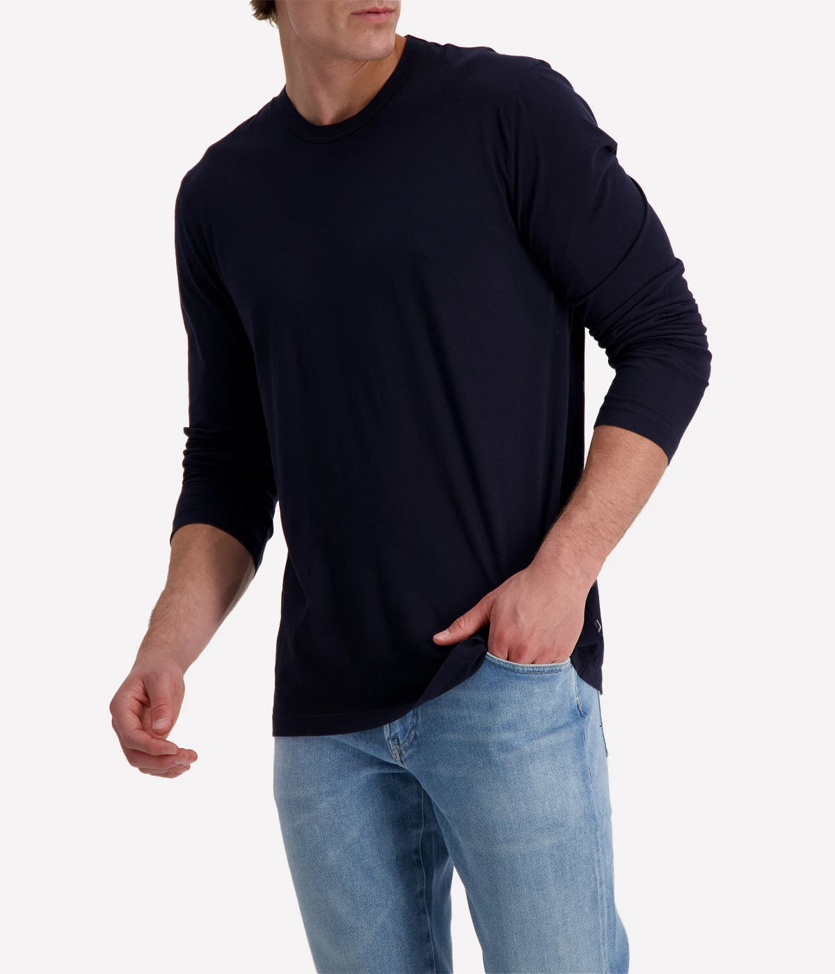 Long-sleeve crew neck shirt in ultra-soft 100% cotton, garment-dyed for a relaxed, lived-in feel. Classic fit with clean-finished hems, perfect for layering or wearing solo.