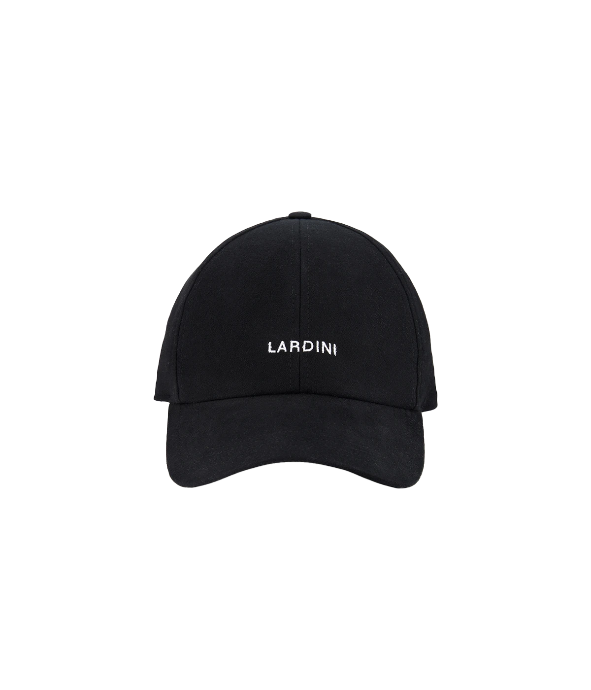 Black Lardini cap with embroidered logo on the front, adjustable strap at the back, and a classic curved brim. A sleek and versatile everyday accessory.