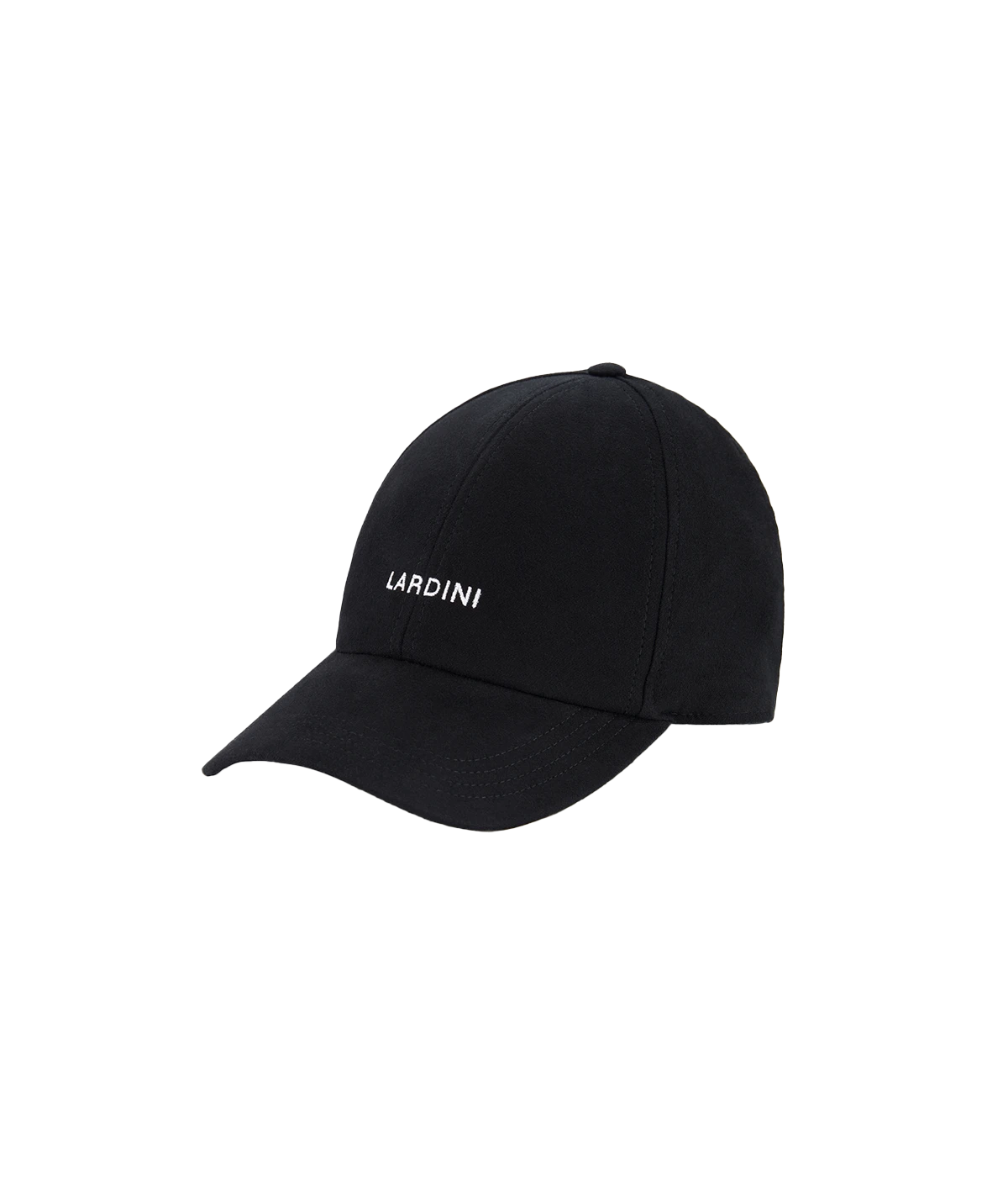 Black Lardini cap with embroidered logo on the front, adjustable strap at the back, and a classic curved brim. A sleek and versatile everyday accessory.