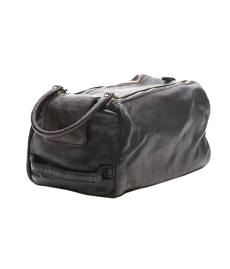 Leather Toiletries Bag in Black