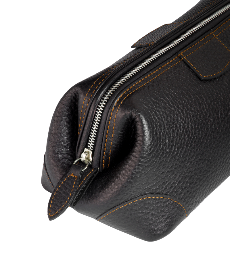 Mens Leather Washbag with Zip