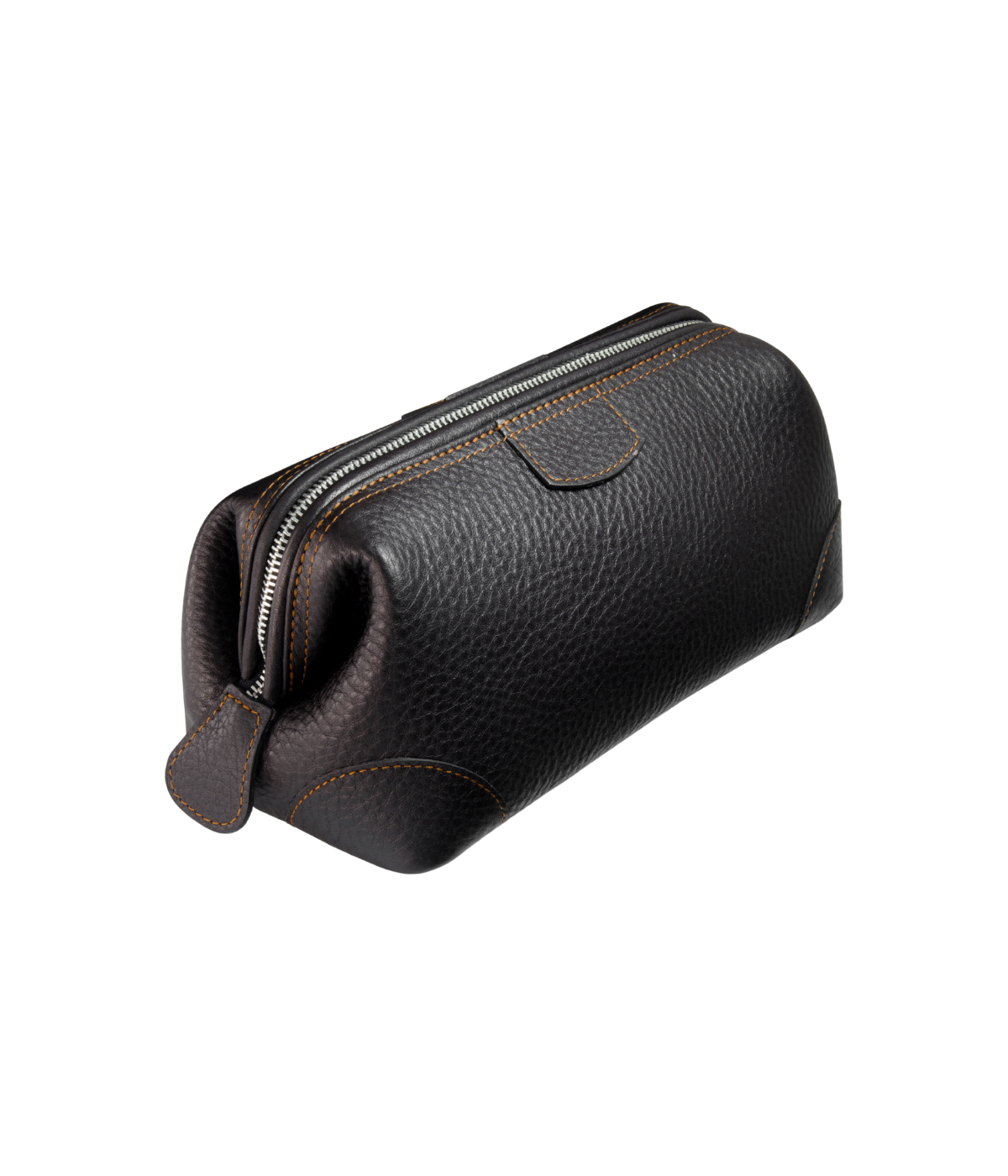 F. Hammann Chervo calfskin leather washbag in soft naturally dyed leather with steel frame opening, beige lining, and two inside pockets