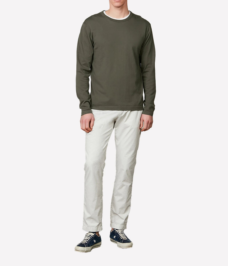 Light Crew Knitted Pullover in Olive