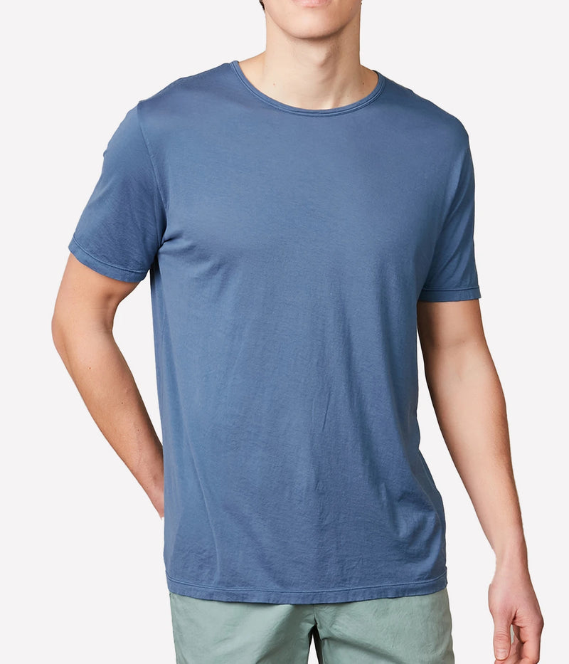 Light Crew Knitted T-Shirt in Light Blue