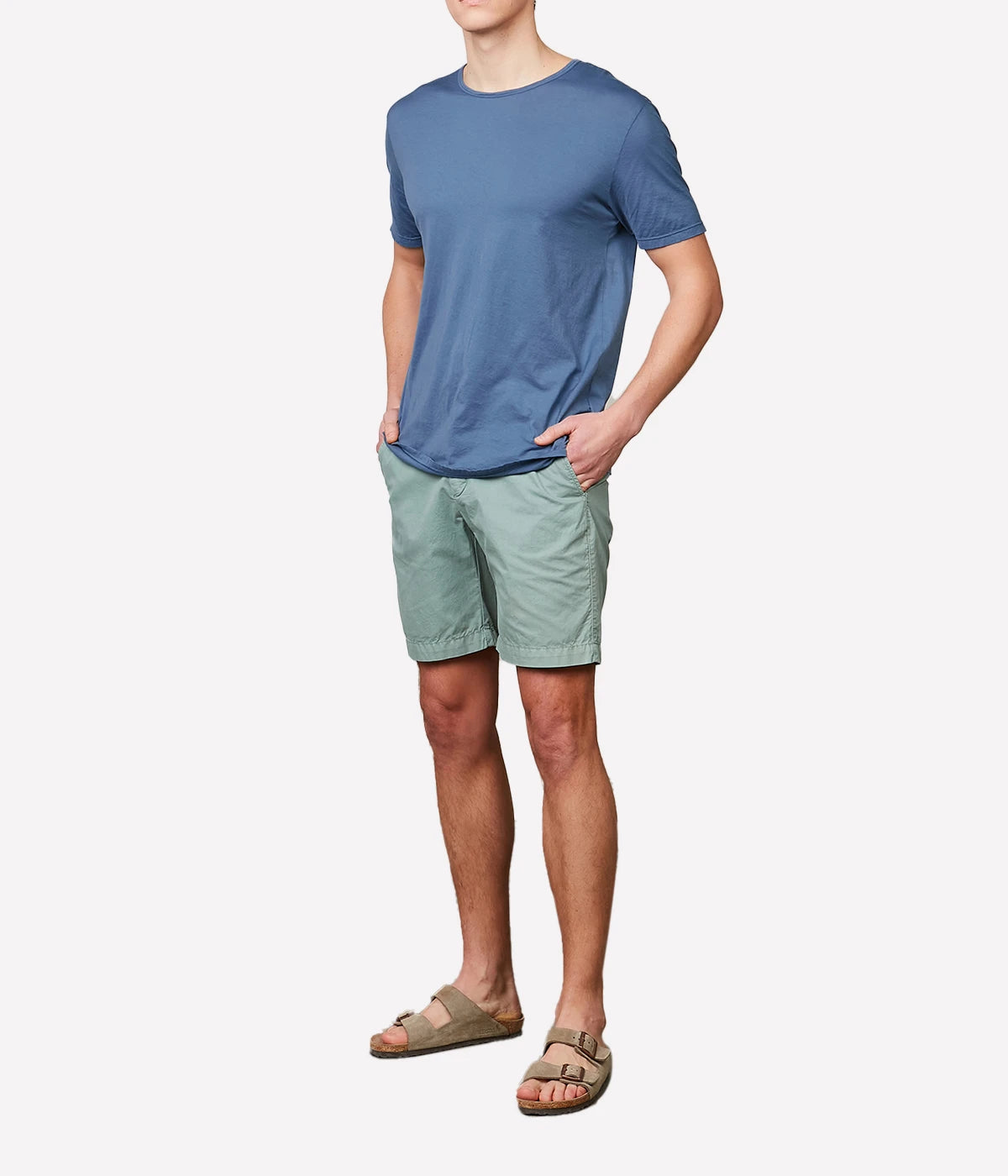 Light Crew Knitted T-Shirt in Light Blue