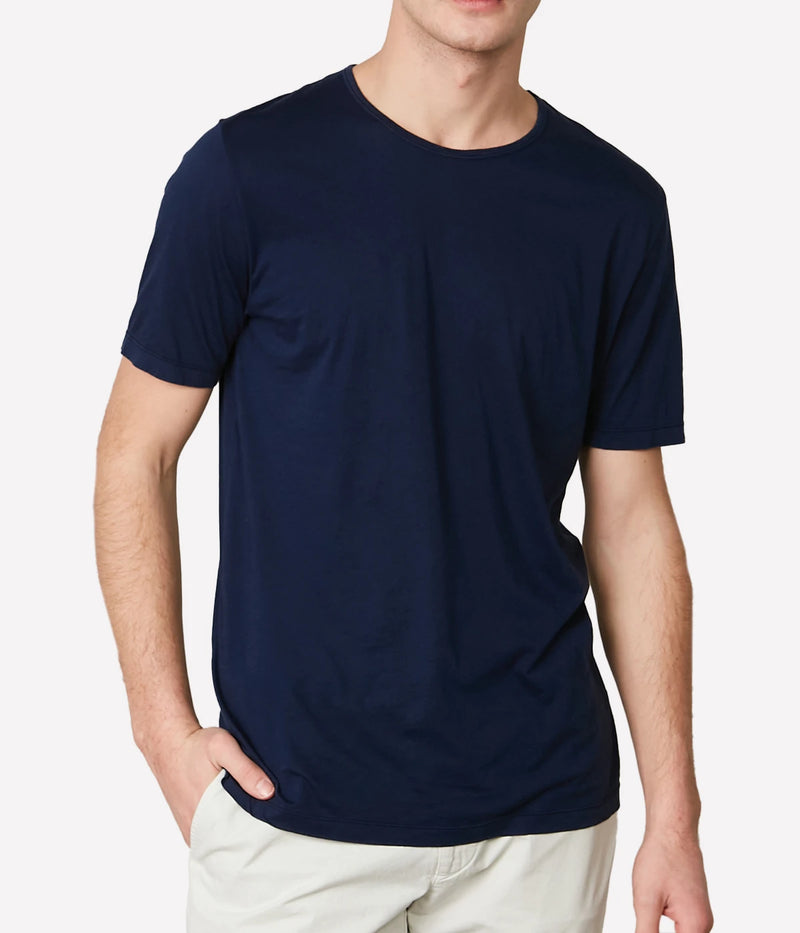 Light Crew Knitted T-Shirt in Navy