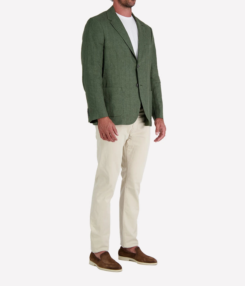 Linen Blazer in Hunter Green