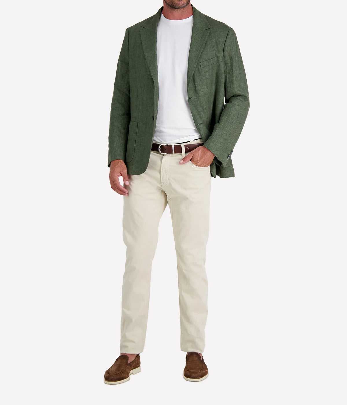 Linen Blazer in Hunter Green