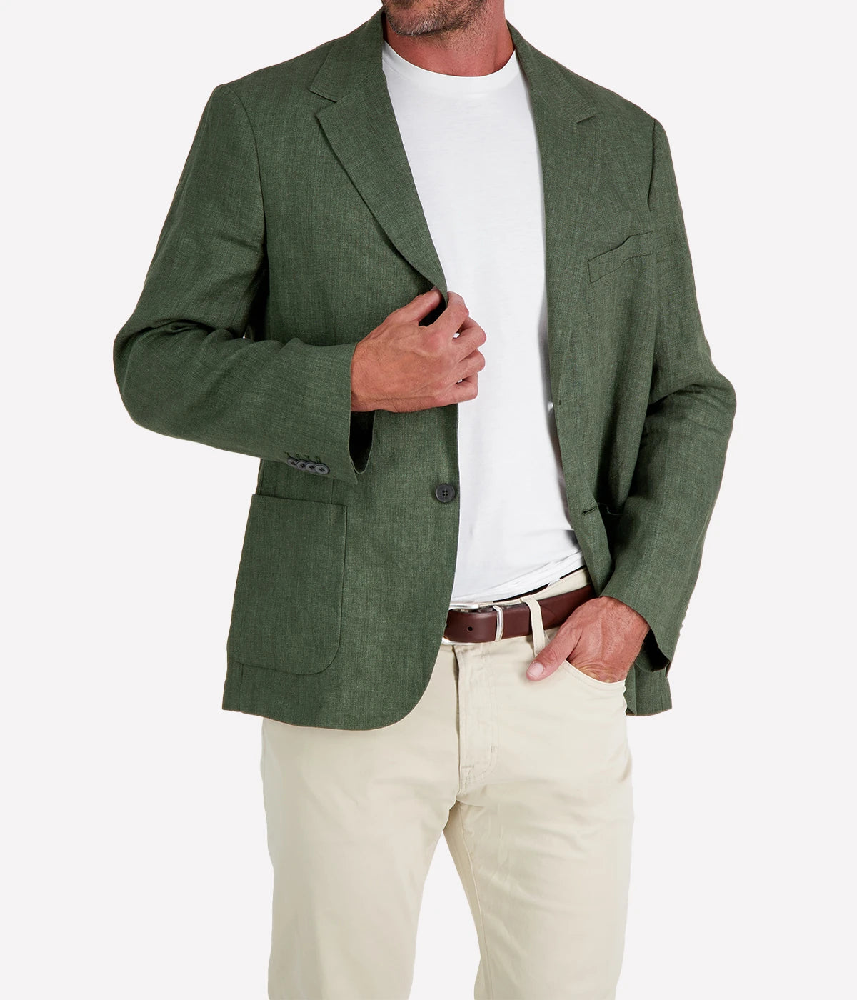Linen Blazer in Hunter Green