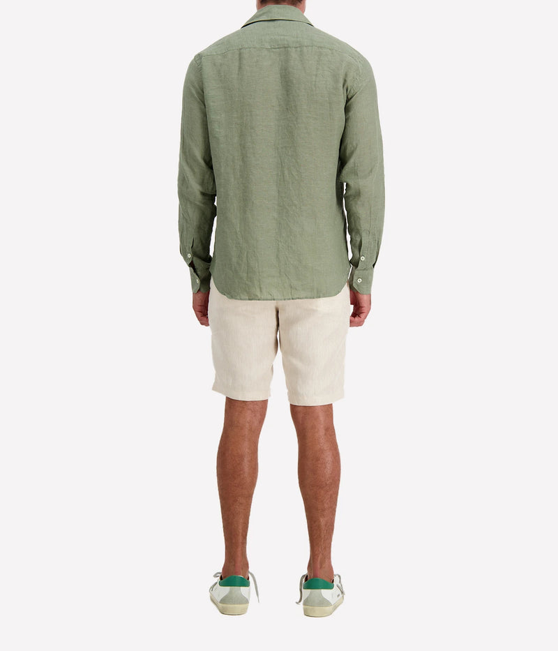 Linen Long Sleeve Shirt in Khaki