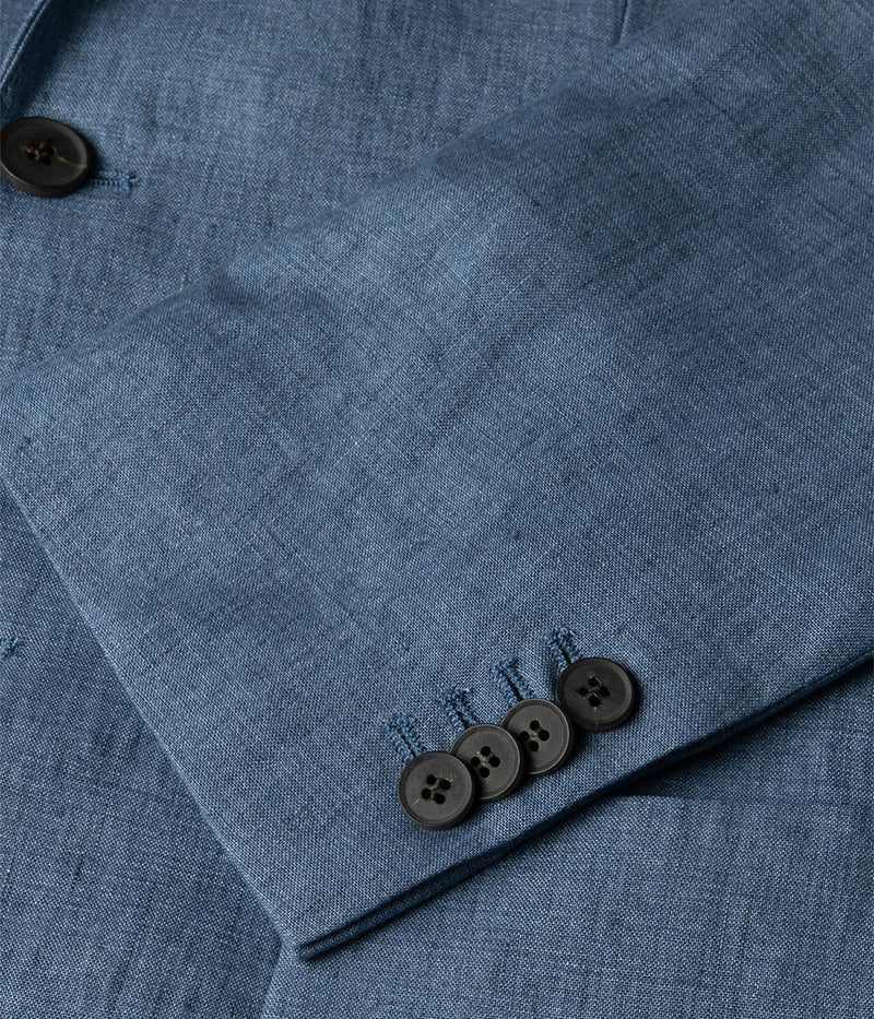 Linen Blazer in Soft Denim Melange