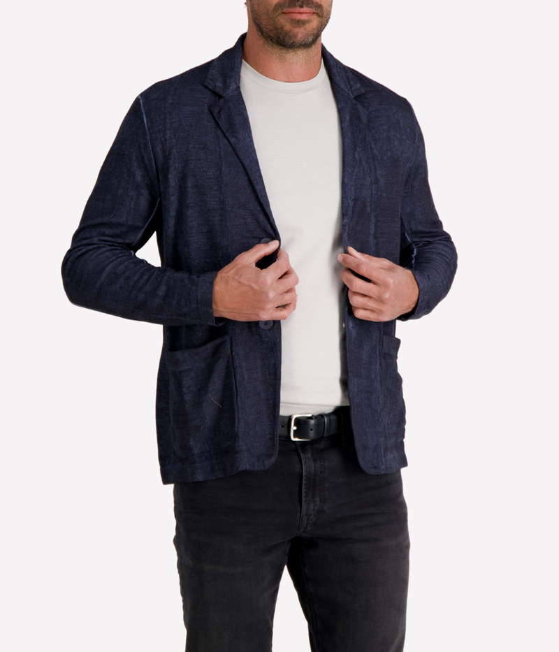 Linen Cotton Jacket in Blue