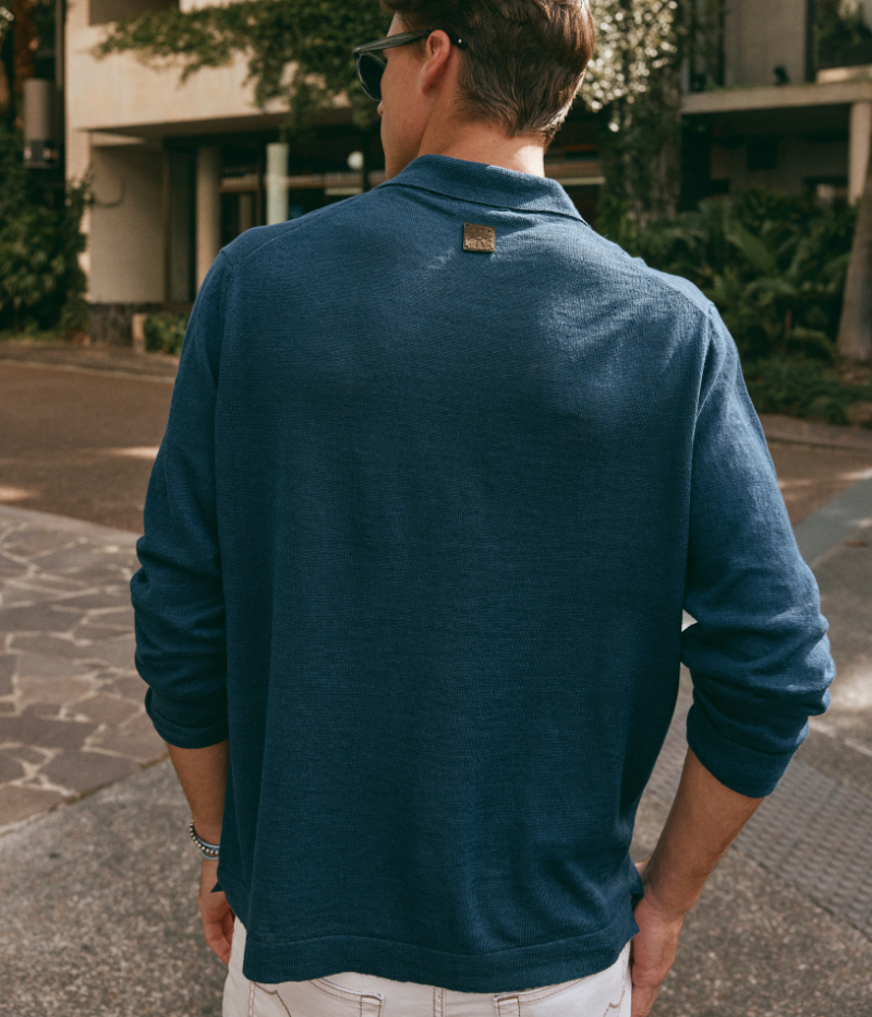 Lino Unito Polo in Navy Blue