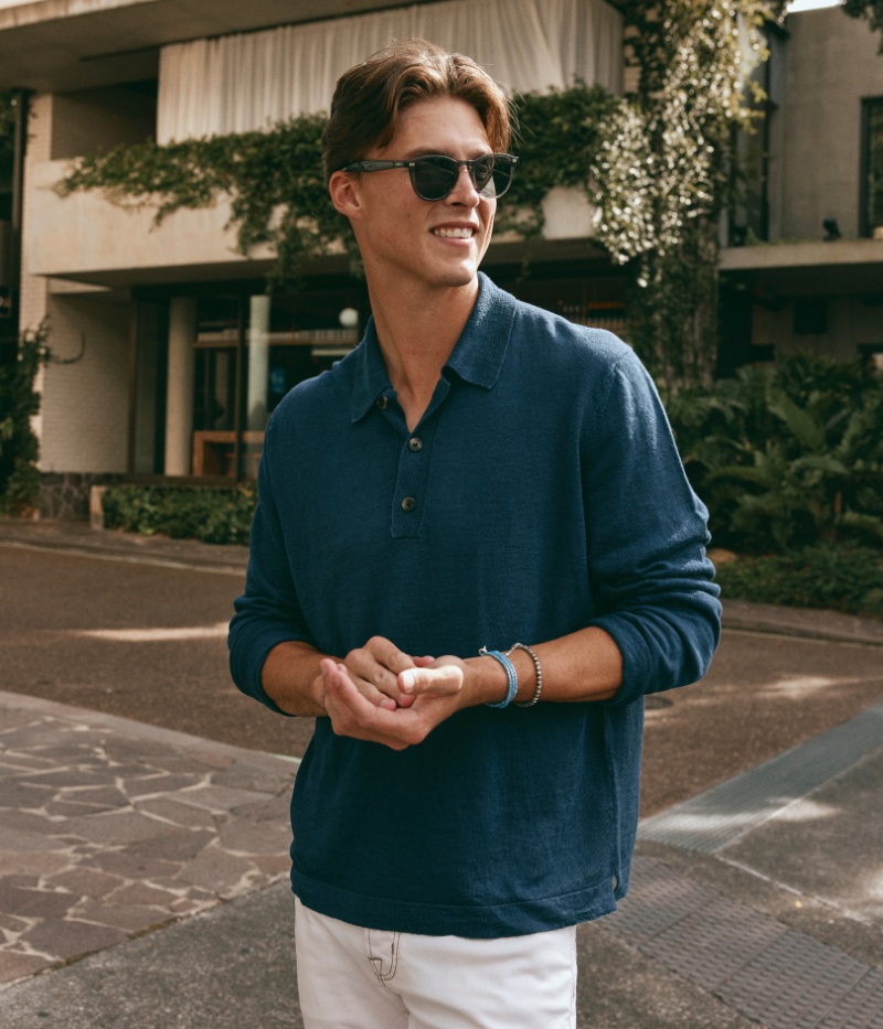 Lino Unito Polo in Navy Blue