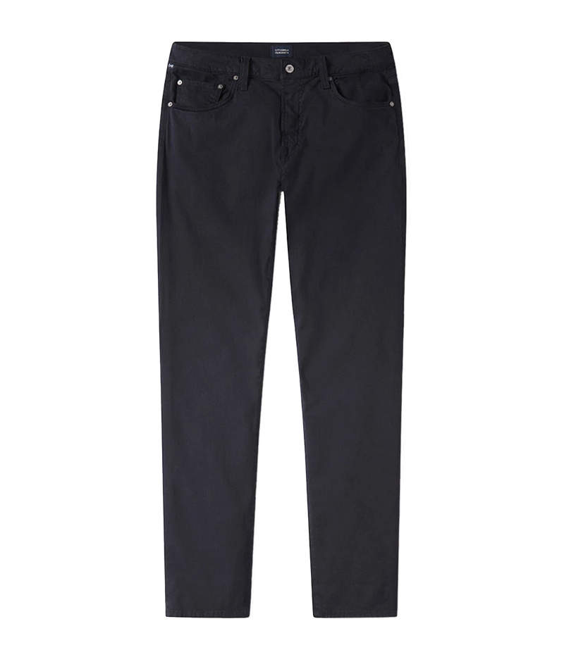 A flat lay of the Citizens of Humanity London Slim Taper jeans, showcasing their clean slim, tapered fit and tonal stitching.