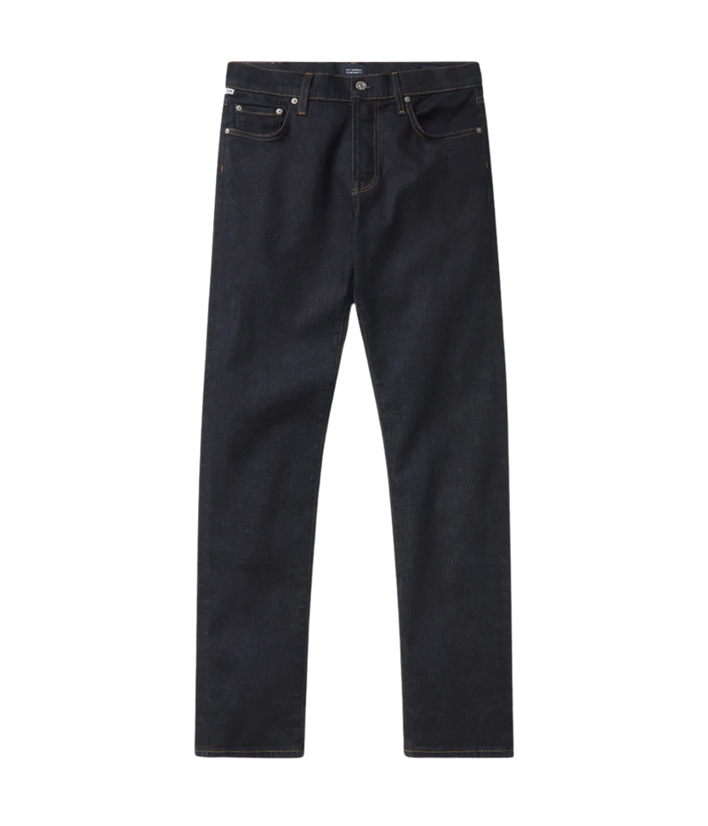 Citizens of Humanity London jeans in a dark, versatile wash, crafted from Perform denim for durability and comfort. Features a slim, tapered fit, ensuring long-lasting style and wearability