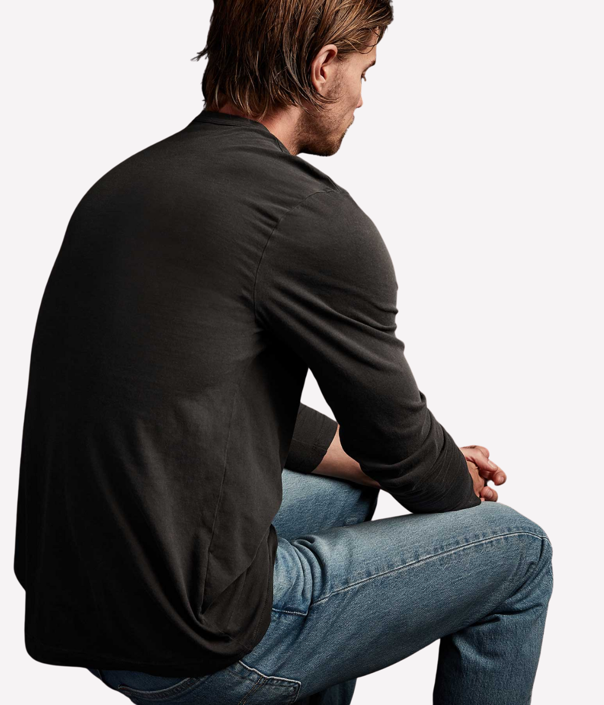 Long Sleeve Crew in Carbon Pigment