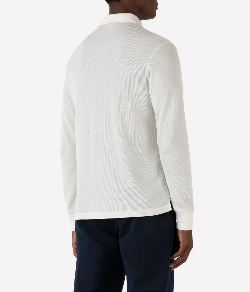 *FINAL SALE*L/S Waffle Polo Shirt in Ecru