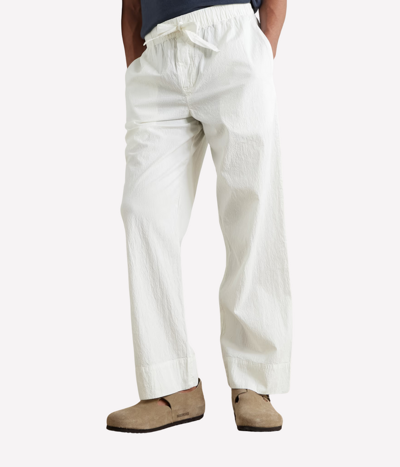 Luan Cotton Lyocell Blend Seersucker Trouser in Ivory