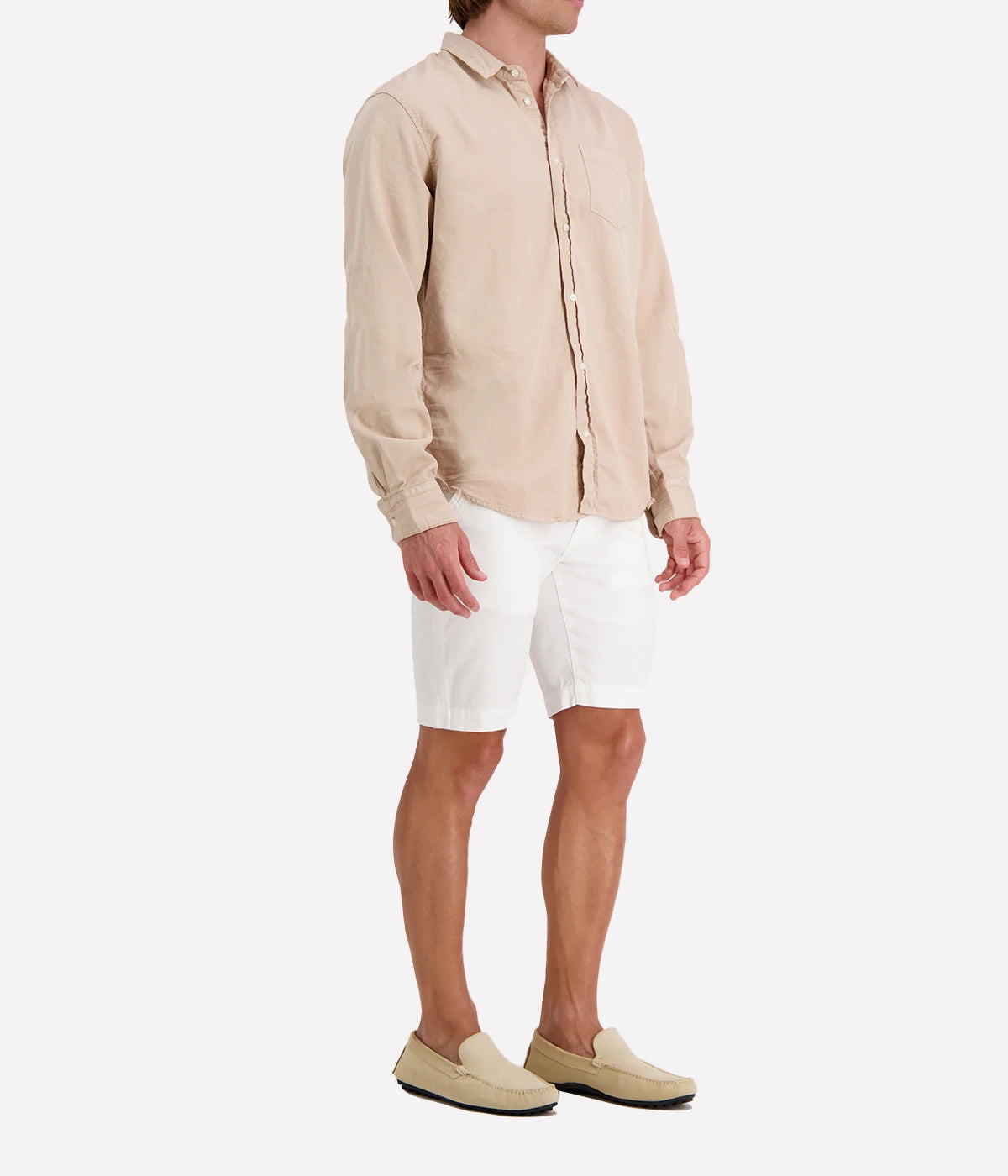 Luke Woven Denim Shirt in Sand & Indigo