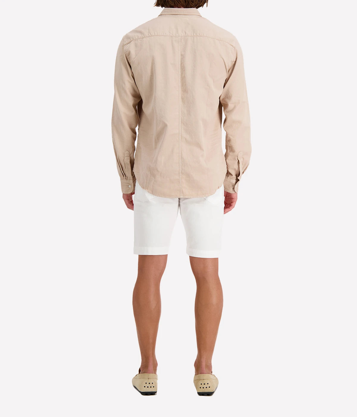 Luke Woven Denim Shirt in Sand & Indigo