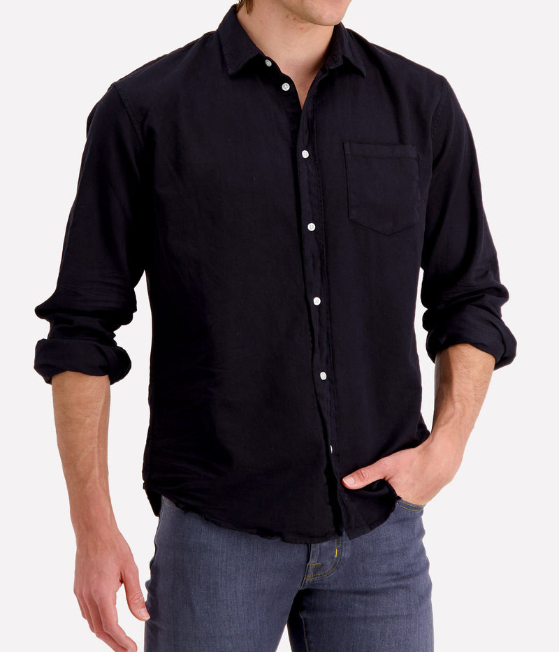 Luke Woven Shirt in Blackout Denim