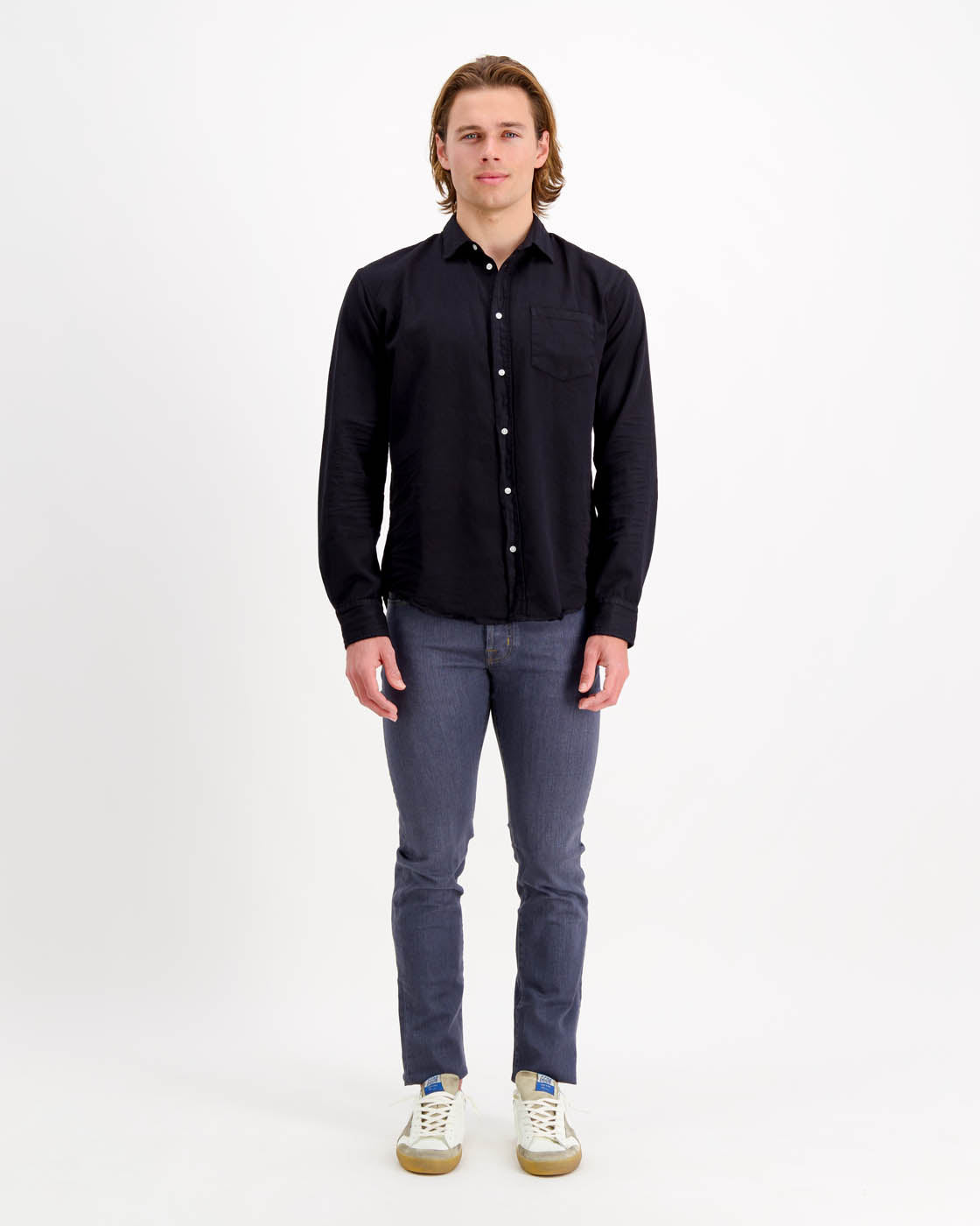 Luke Woven Button Up in Blackout