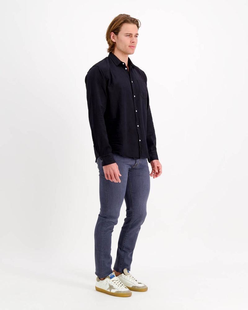 Luke Woven Shirt in Blackout Denim
