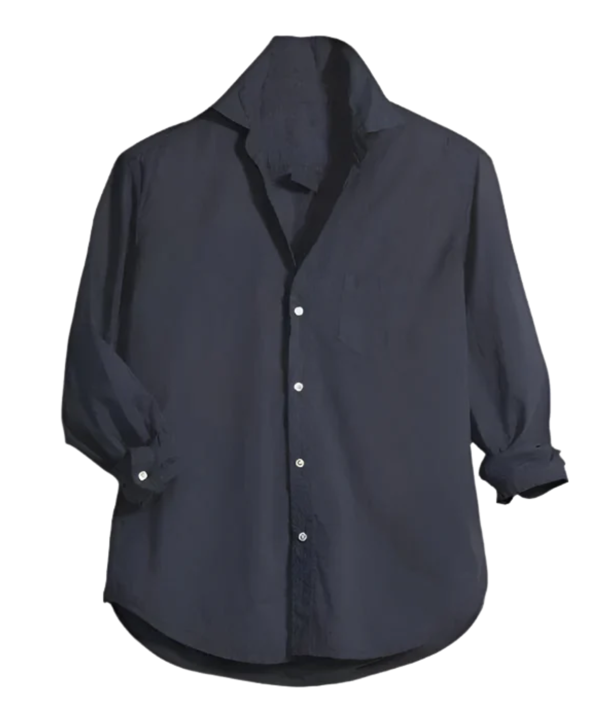Luke Woven Shirt in Navy Poplin