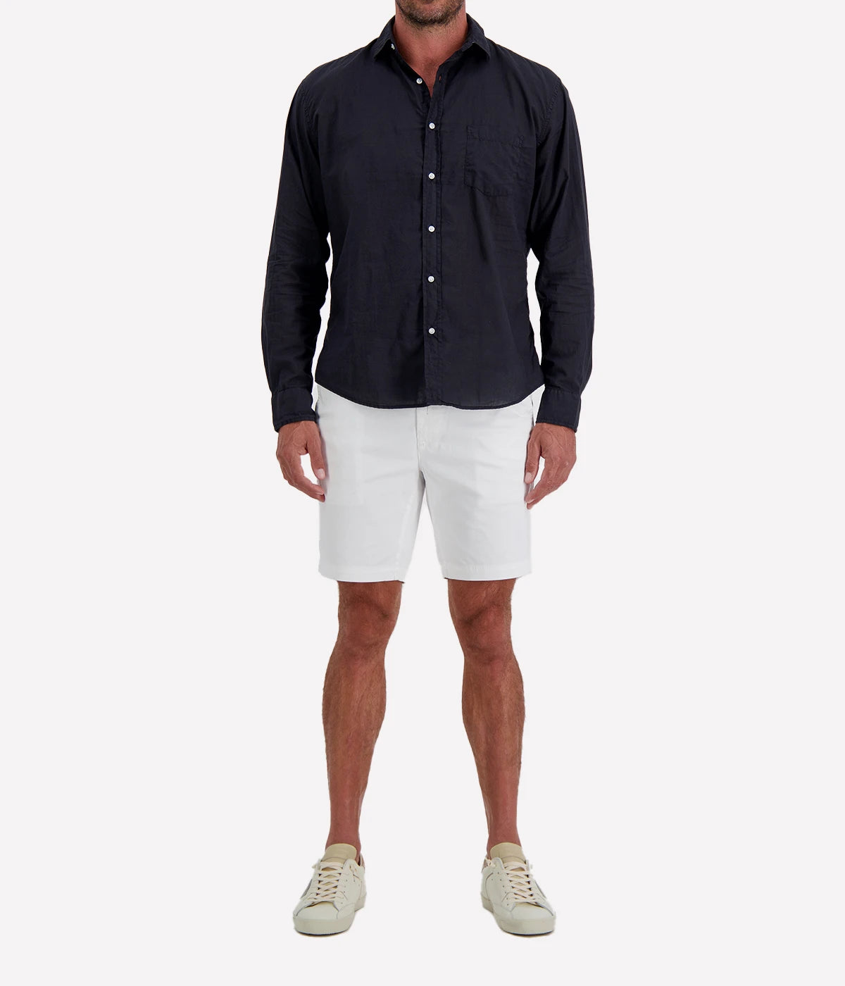 Luke Woven Shirt in Black Poplin