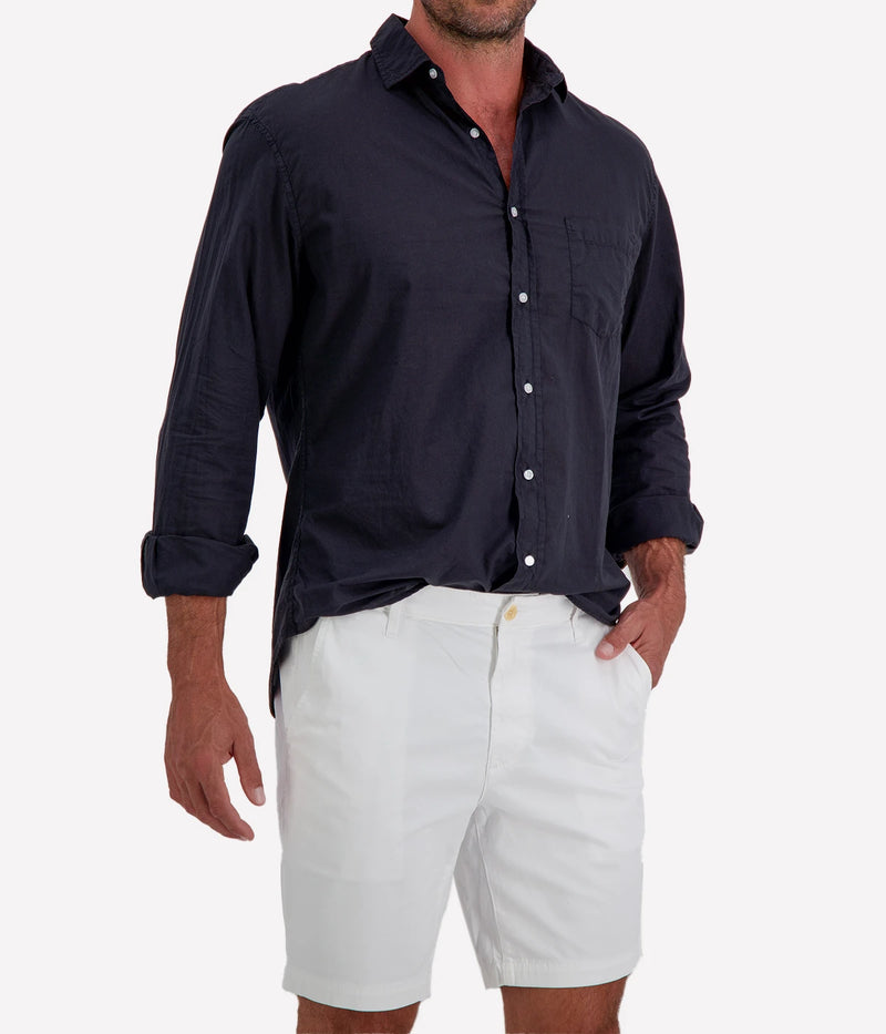 Luke Woven Shirt in Black Poplin