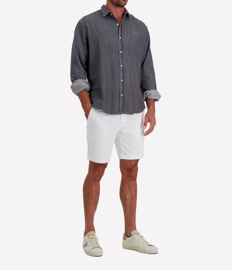 Luke Woven Shirt in Washed Black Denim