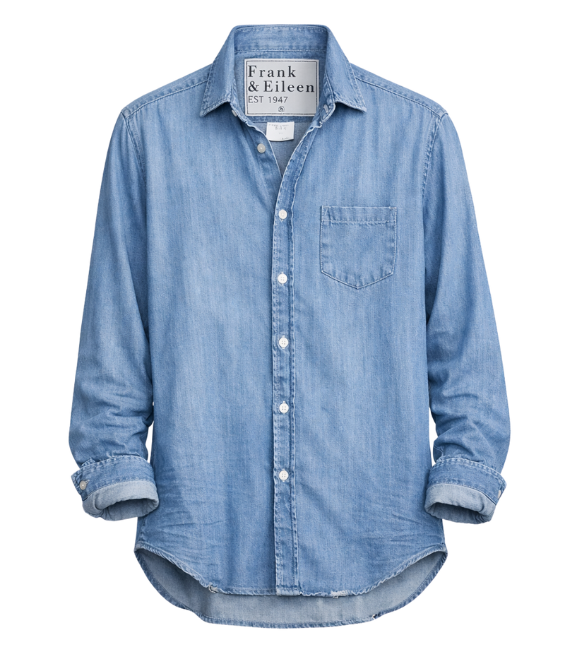 Luke Woven Shirt in Stonewashed Indigo Denim