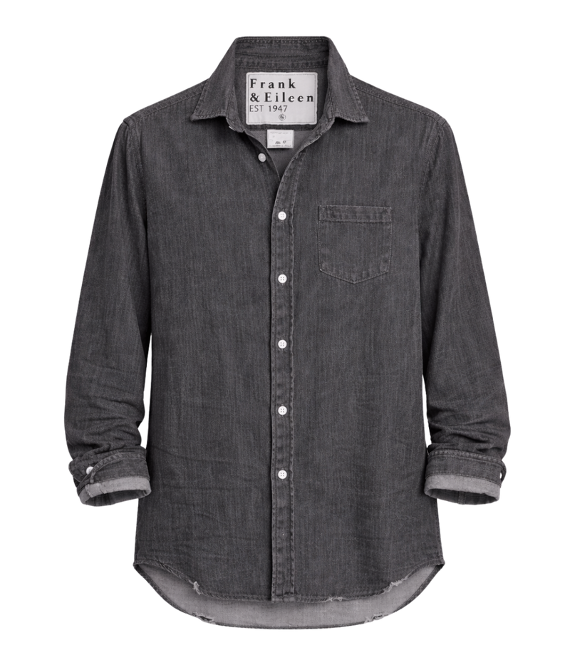 Luke Woven Shirt in Washed Black Denim