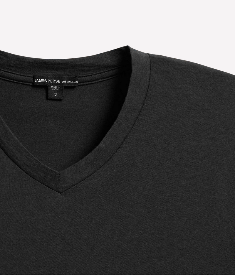 Luxe Lotus Jersey V Neck T-Shirt in Carbon