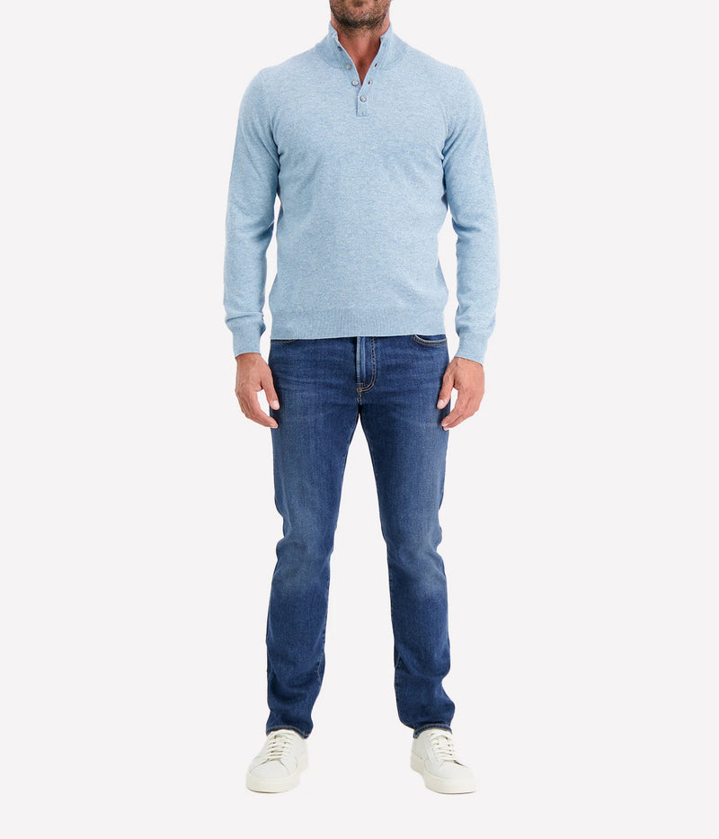 Mock Button Sweater in Sky Blue