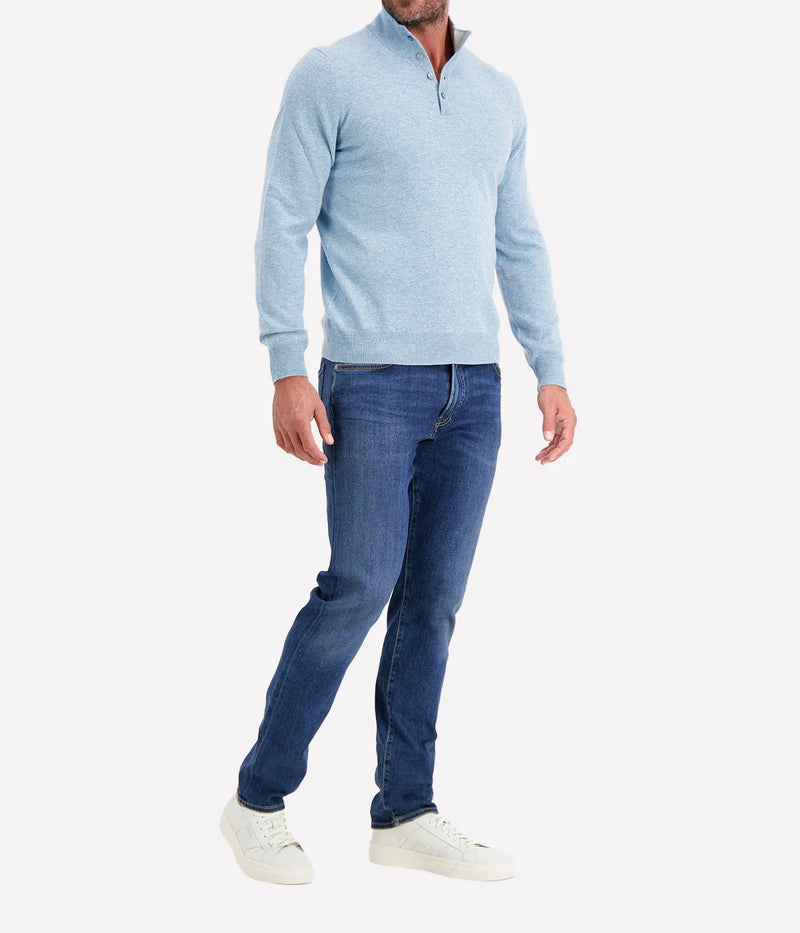Mock Button Sweater in Sky Blue