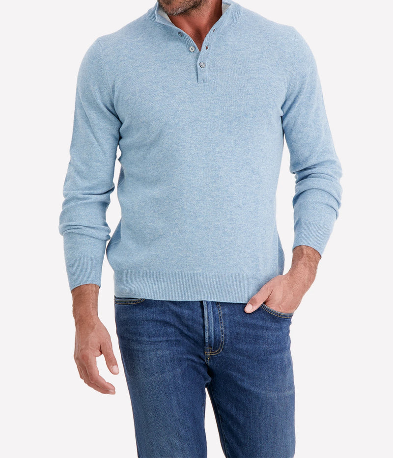 Mock Button Sweater in Sky Blue