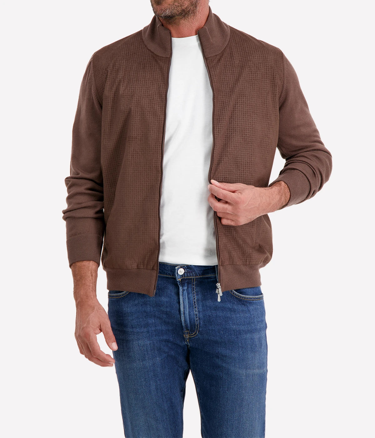 Man Zip Jacket in Chocolate
