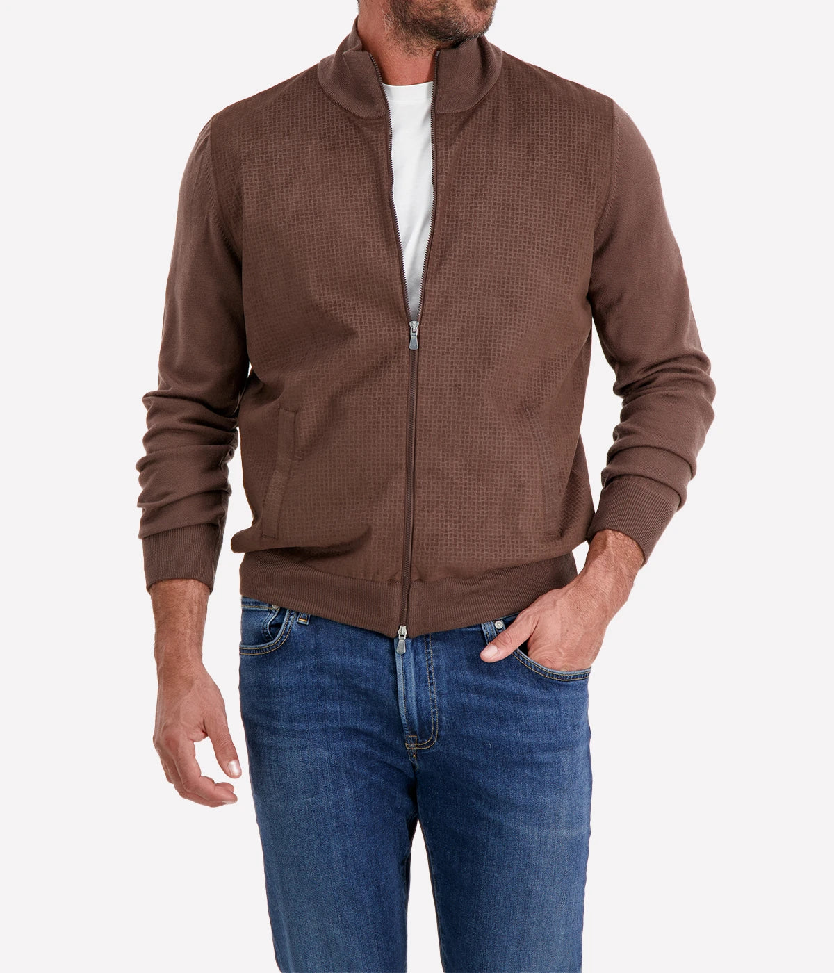 Man Zip Jacket in Chocolate