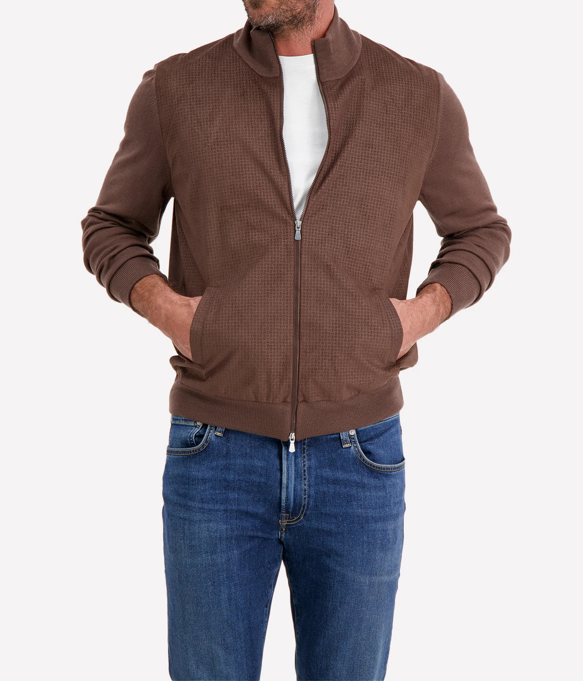 Man Zip Jacket in Chocolate