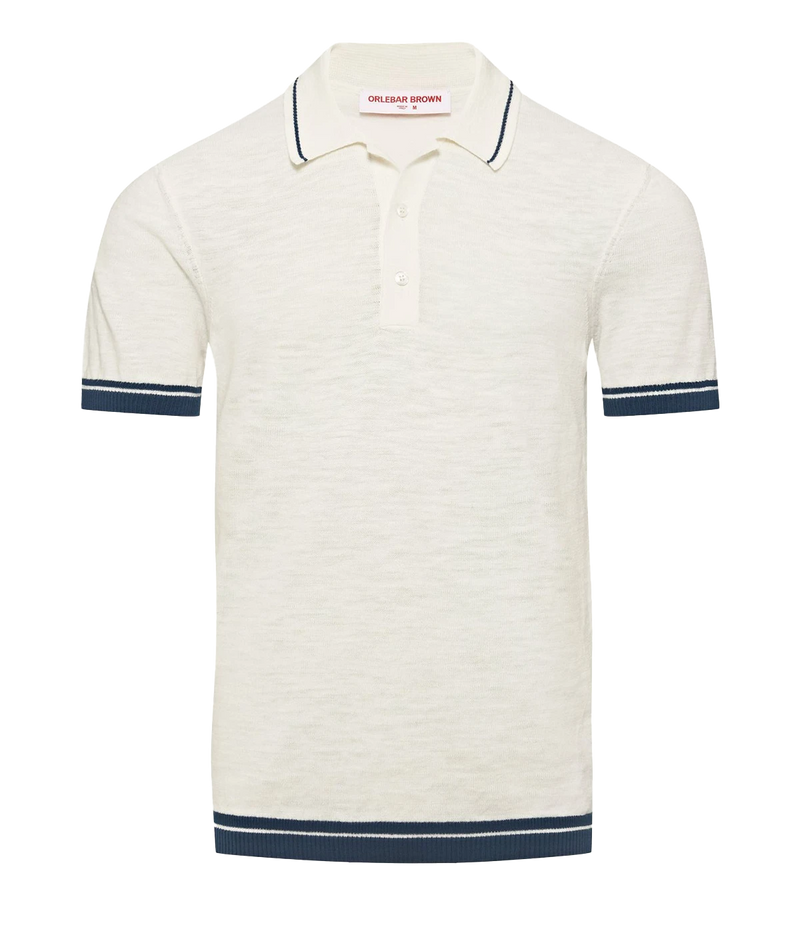 Maranon Cotton Linen Polo in White Sands