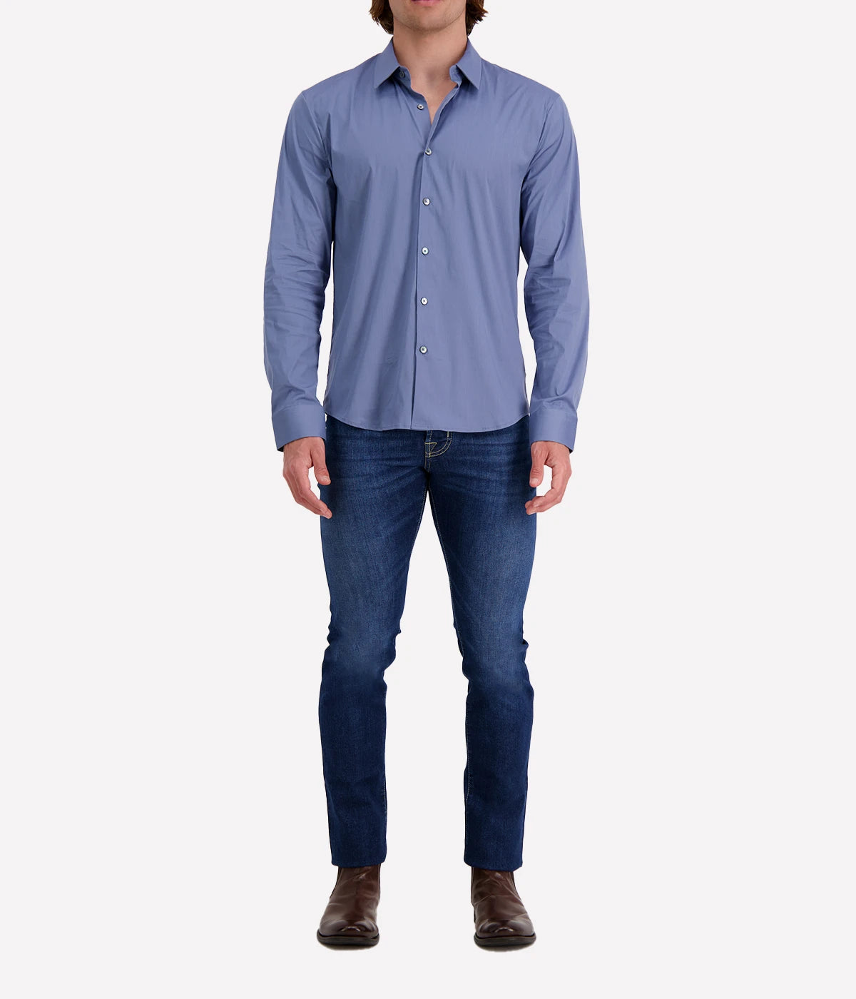 Matte Stretch Poplin Shirt in Denim