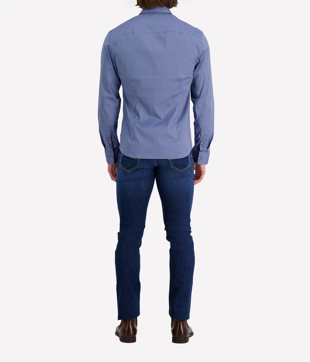 Matte Stretch Poplin Shirt in Denim