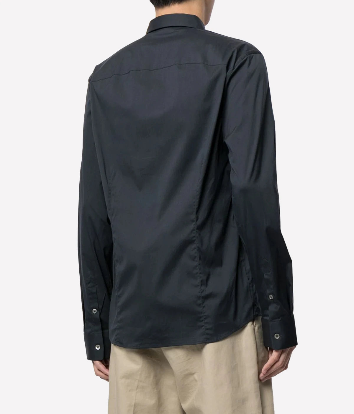 Matte Stretch Poplin Shirt in Navy